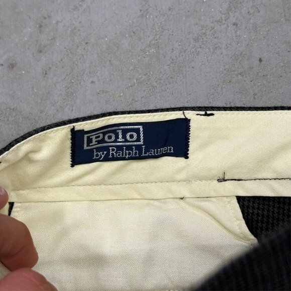 Polo Ralph Lauren Pleated Dress Pants Cotton Wool Trousers Houndstooth 36x27 - Picture 5 of 11